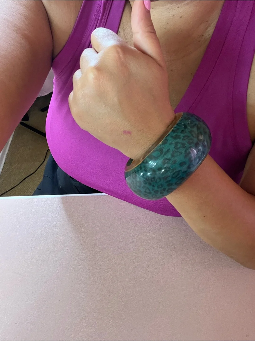 Turquoise Leopard Print Resin Bangle Bracelet